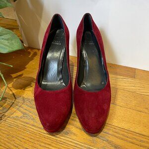 Stuart Weitzman Red Suede Platform Heels Size 9.5